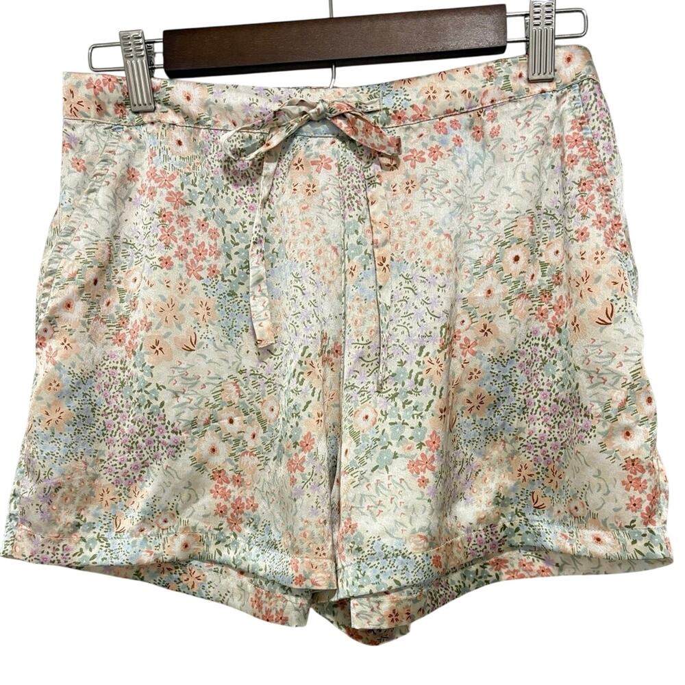Cynthia Rowley Womens M Floral Satin Pajama Set Button Top Shorts Sleepwear - Picture 7 of 11